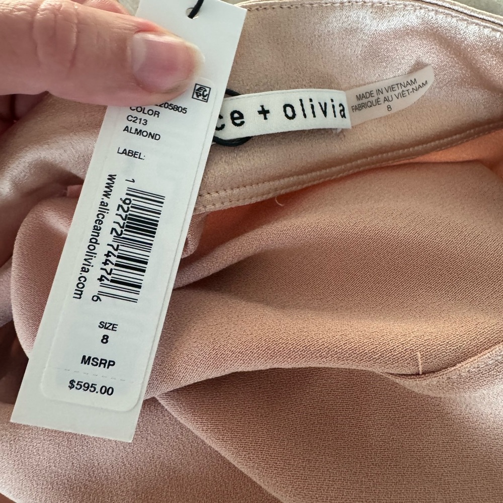 Alice+olivia Beige Women's Jumpsuit - Elastic Waist Zip Front - Picture 2 of 5